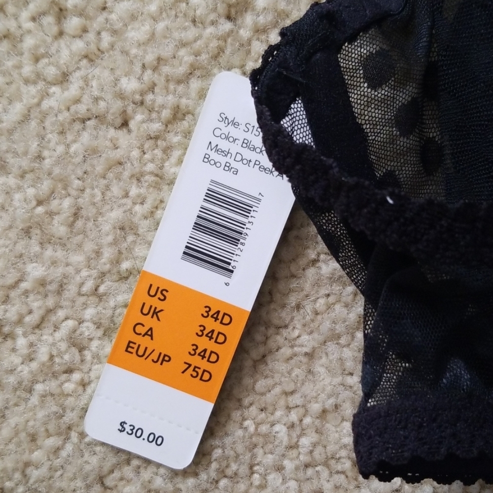 ☆ Sam Edelman ☆ NWT Peekaboo Black Mesh Lace Bra - Picture 7 of 8